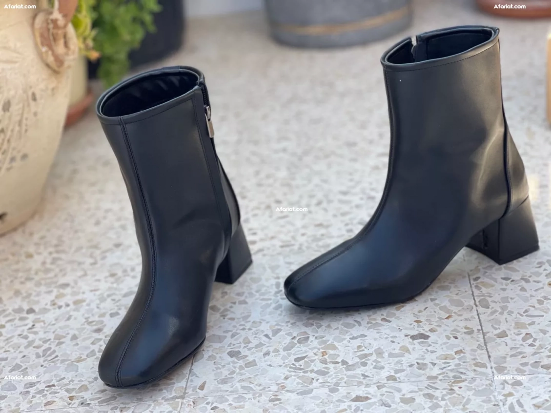 Bottines moulantes talon large - Femme