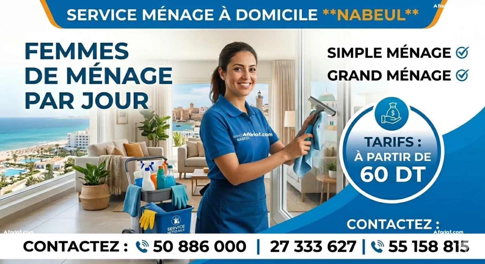 femmes de ménage pour faire le simple ménage A Nabeul