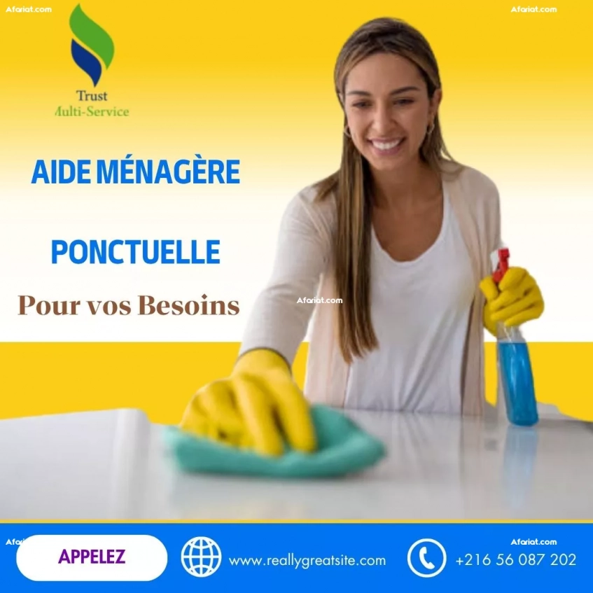 Femme de Ménage à la Journée à Salambo – Réservez !