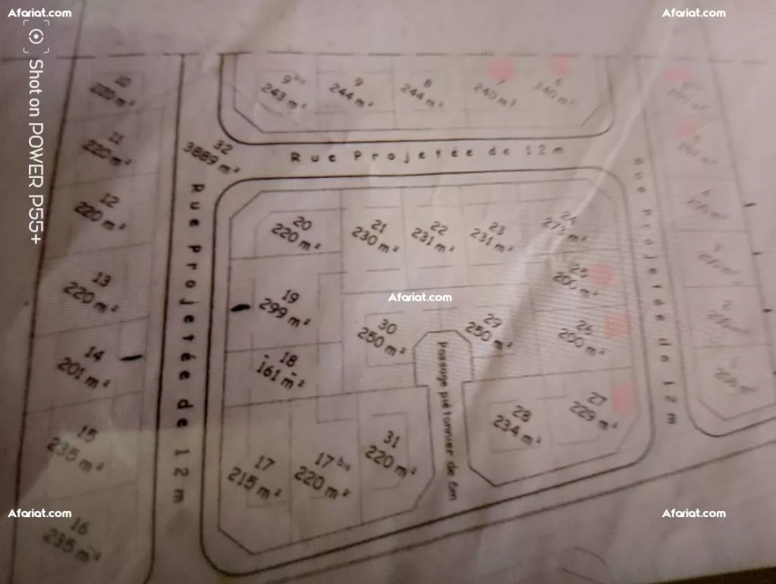 vente terrain 250m2 chebaou 