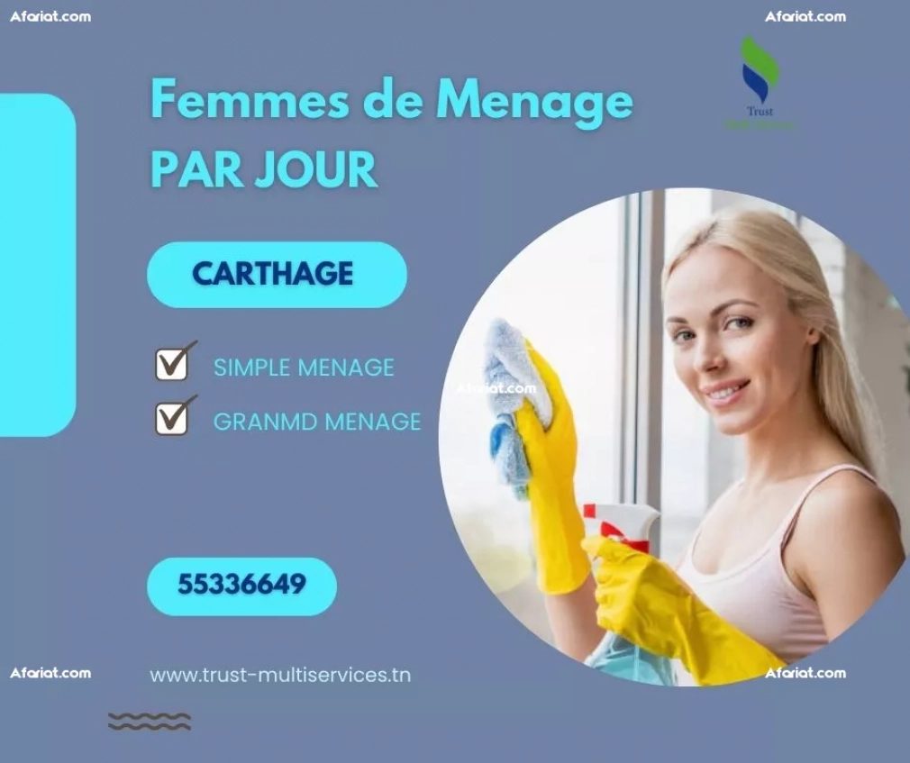 Femme de menage par jour a Carthage