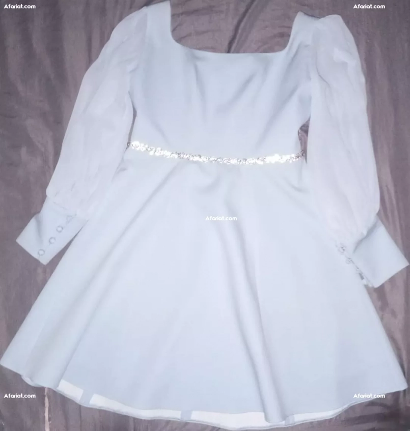 Robe Fiancaille bleu ciel Satinée