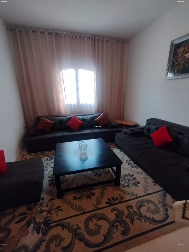 Salon 6 place +table noir + tapis+ rideau satin gris