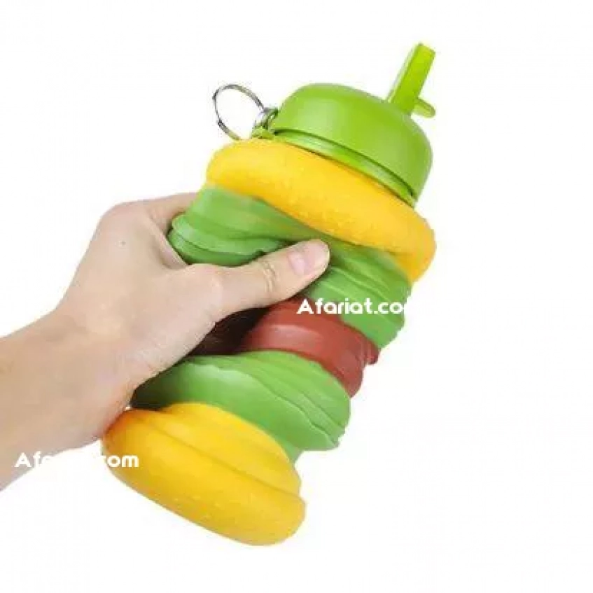 Bouteille d'eau pour enfants en silicone 600 ml (hamburger)