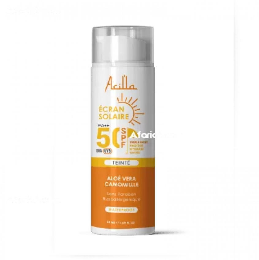 ECRAN SOLAIRE TEINTE 50ml-SPF50 WATERPROOF ALOE VERA ET CAMOMILLE