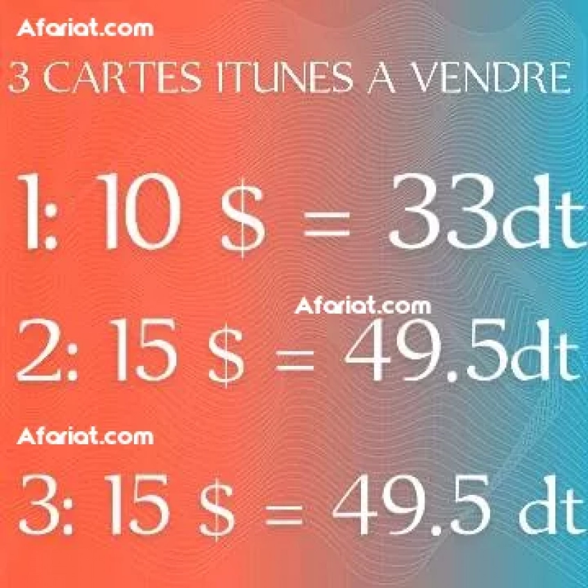 3 cartes iTunes a vendre