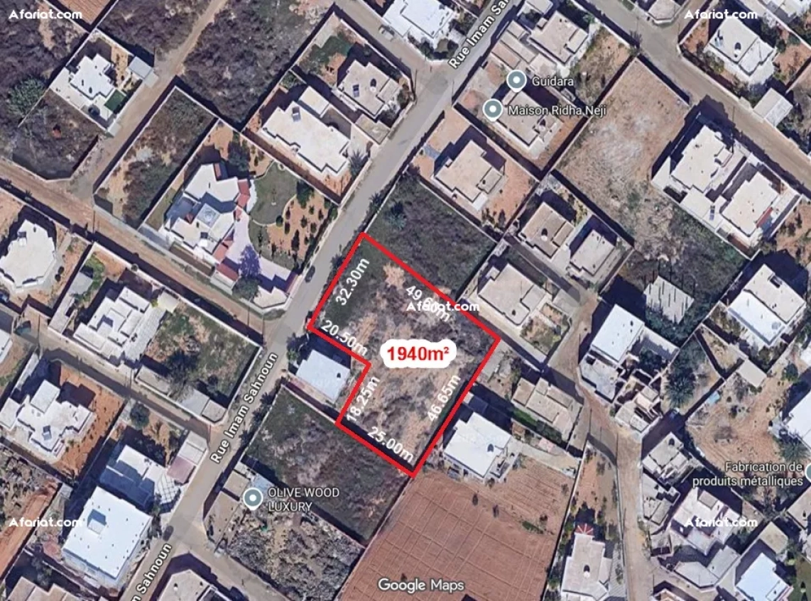 Terrain de 1 940 m² – Route Saltnia km 5, Sfax