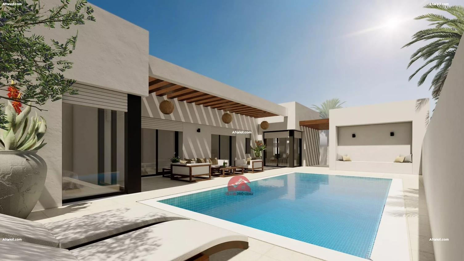 VILLA EN U ET PISCINE PRIVÉE À HOUMT SOUK DJERBA - RÉF P653