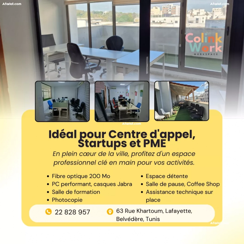 Plateaux à louer - Idéal pour Centre d'appel, Startups et PME