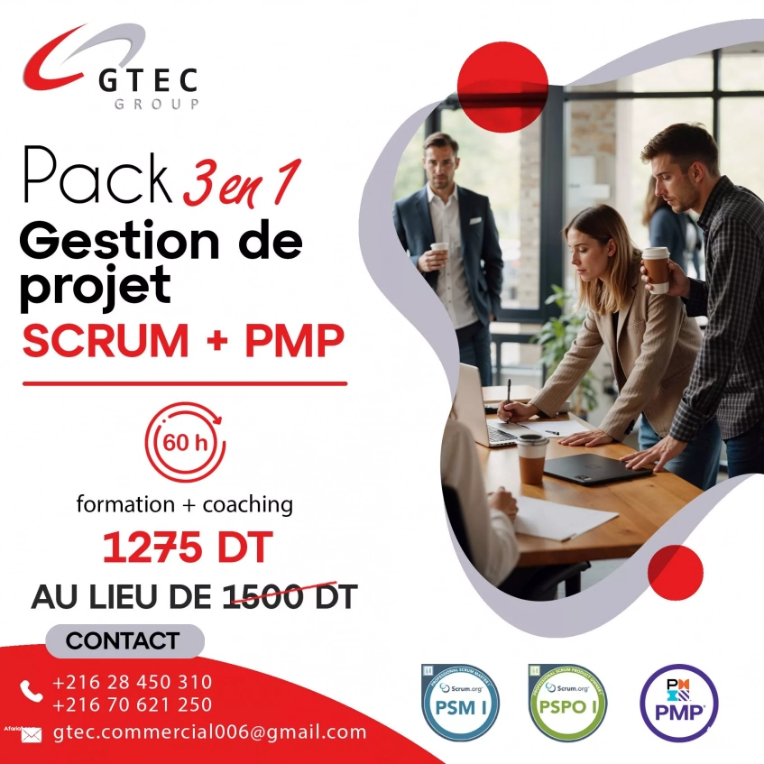 Pack 3 en 1: Scrum PSM1 & PSPO1 + PMP
