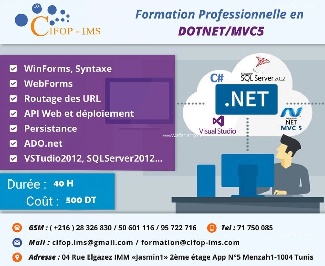 Formation CERTIFIANTE en DOTNET /GSM:25315269