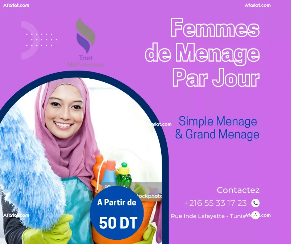 FEMME DE MENAGE PAR JOUR A BORJ CEDRIA