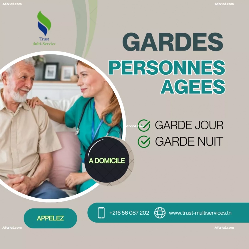 Garde-malade et personnes âgées par jour a Jardins de Carthage