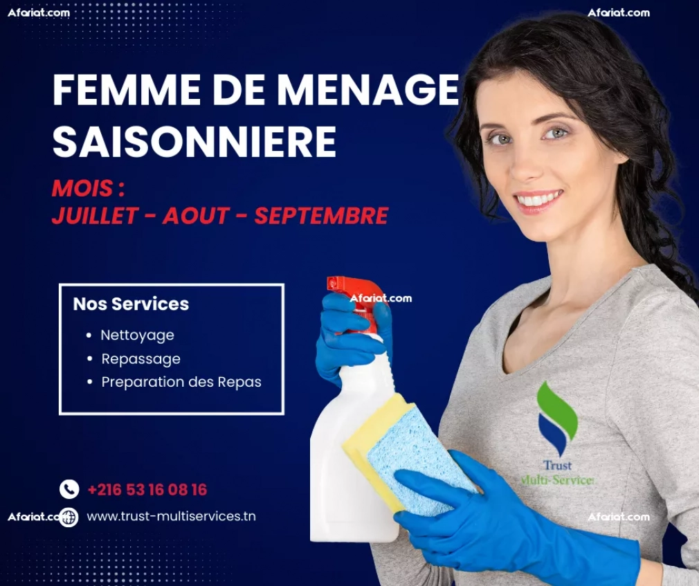 FEMME DE MENAGE PENDANT L"ETE A ELMENZAH